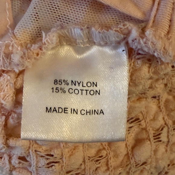 Pink Lily Blush Pink Lace Bralette Size Large - Boho Smocked Back - Picture 4 of 6